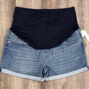 New XL (16-18) Cuffed Maternity Denim Jean Shorts